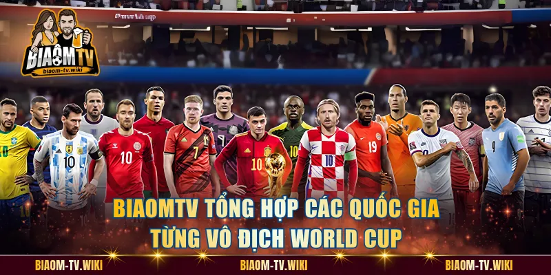 BiaomTV tổng hợp các quốc gia từng vô địch World Cup